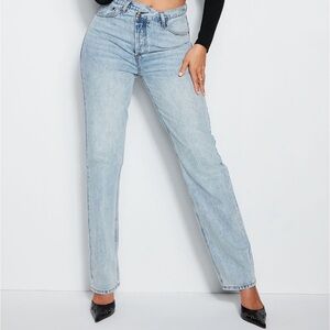 Fashion Nova Crossover Straight Leg
Jeans - Light Blue Wash